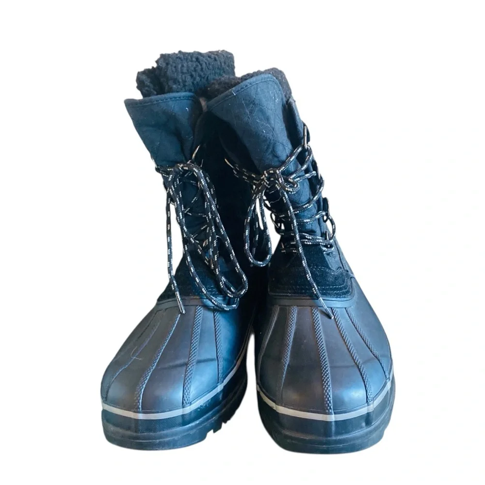 KHOMBU Black Men’s Lace Up Snow Boots Steel Shank